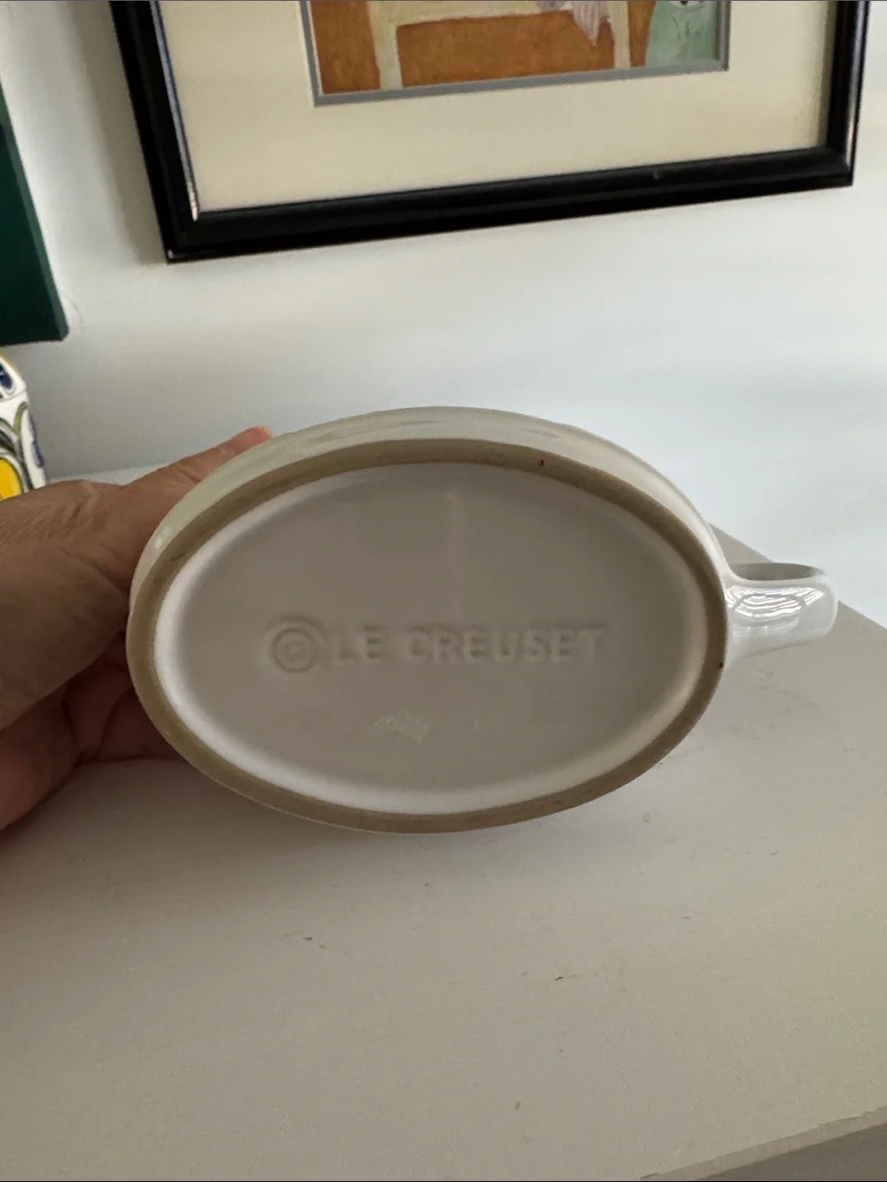 Le Creuset Cream Ceramic Gravy Boat with Handle